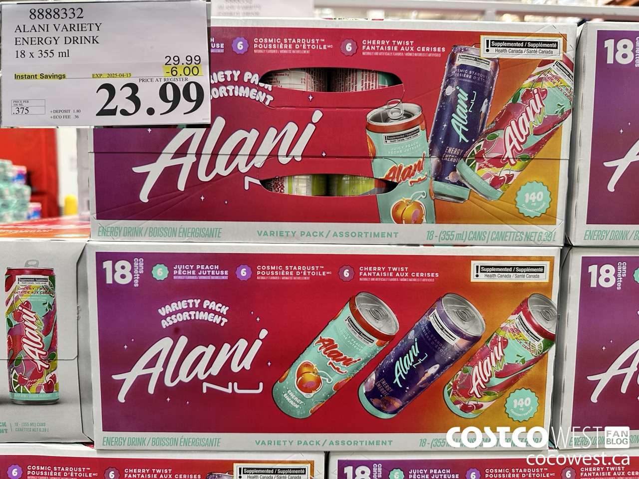 8888332 ALANI VARIETY ENERGY DRINK 1 X 244ML ($6.00 INSTANT SAVINGS EXPIRES ON 2025-04-13) $23.99