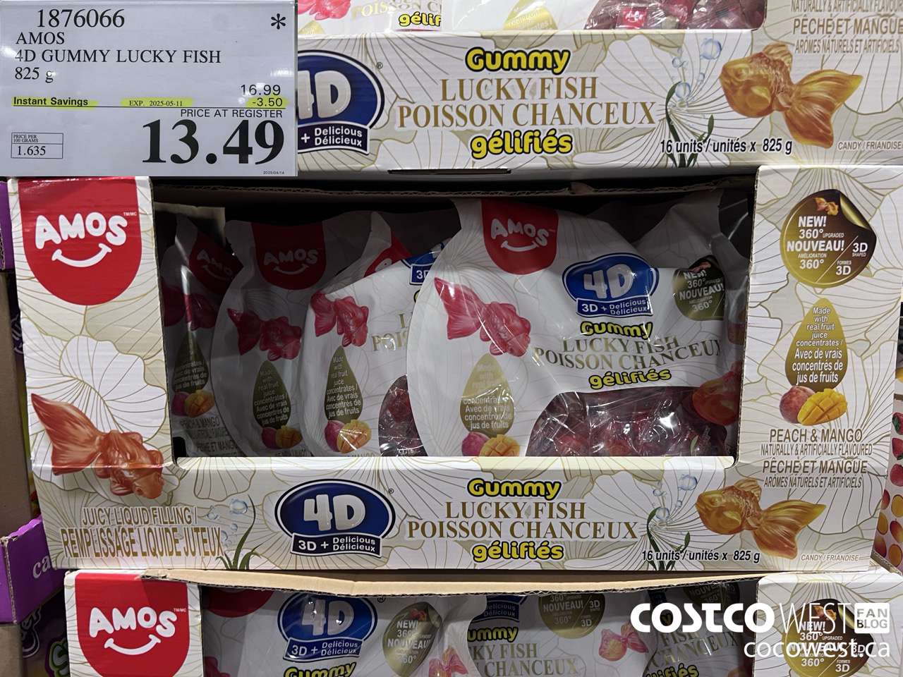 1876066 AMOS 4D GUMMY LUCKY FISH 825 g ($3.50 INSTANT SAVINGS EXPIRES ON 2025-05-11) $13.49