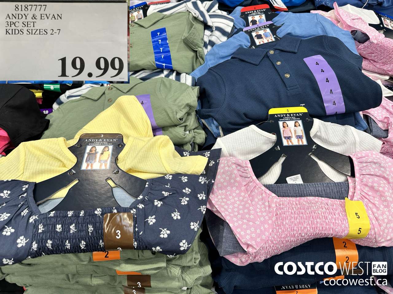 8187777 ANDY & EVAN 3PC SET KIDS SIZES 2-7 $19.99