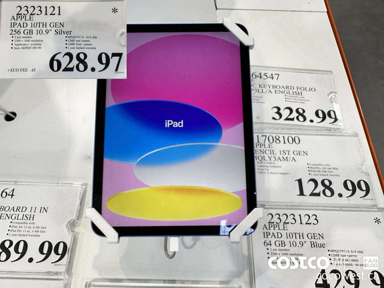 2323121 APPLE IPAD 10TH GEN 256GB SILVER MPQ83VC/A $628.97