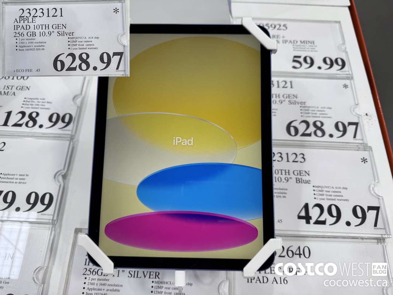 2323121 APPLE IPAD 10TH GEN 256GB SILVER MPQ83VC/A $628.97