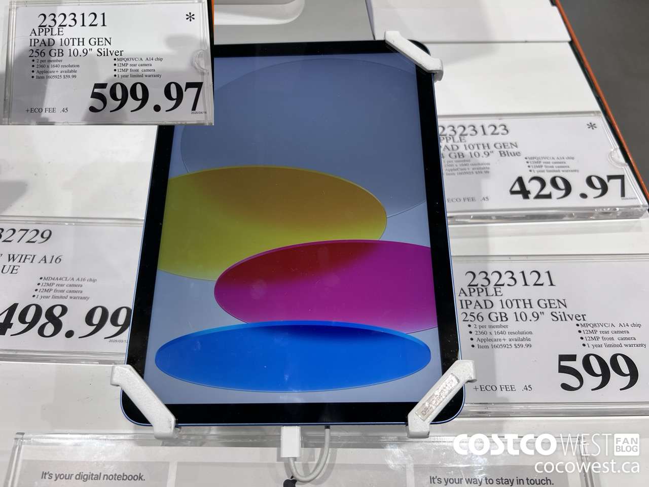 2323121 APPLE IPAD 10TH GEN 256GB SILVER MPQ83VC/A $599.97