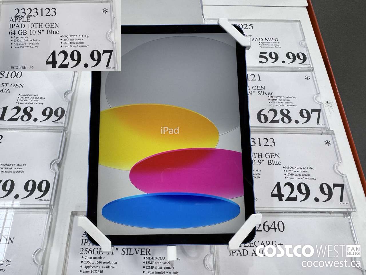 2323123 APPLE IPAD 10 64GB BLUE MPQ13VC/A $429.97