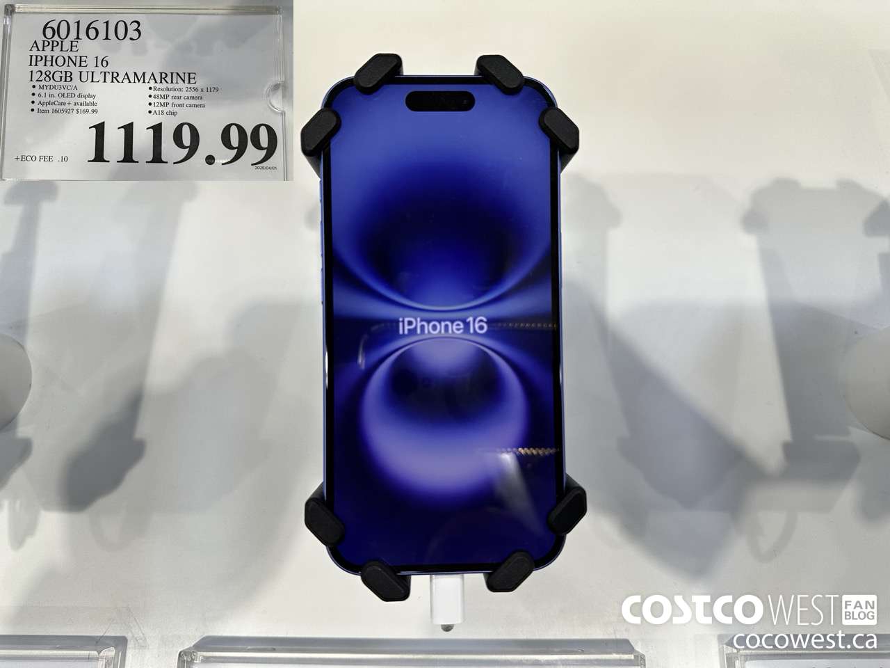 6016103 APPLE IPHONE 16 128GB ULTRAMARINE $1119.99