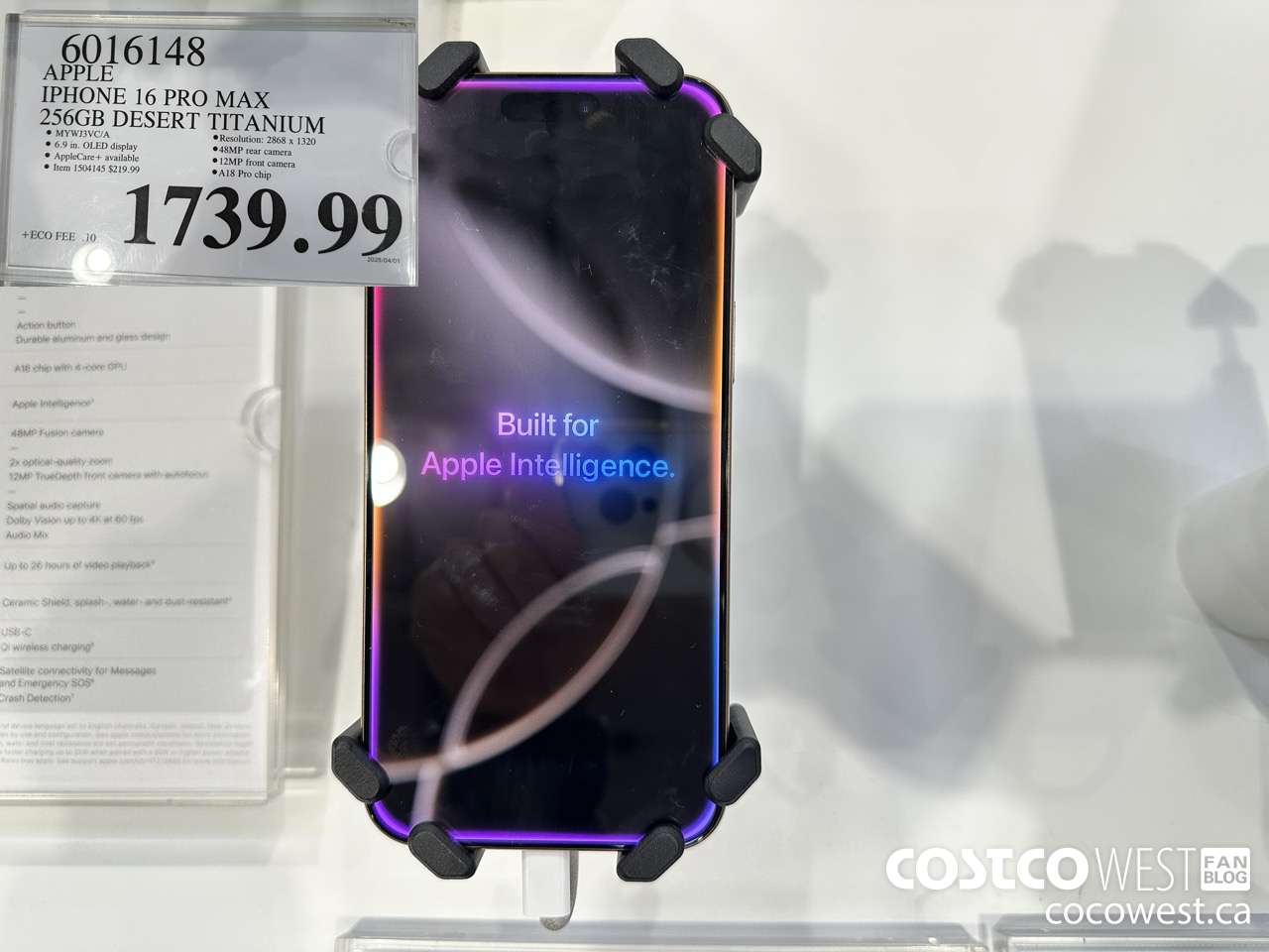 6016148 APPLE IPHONE 16 PRO MAX 256GB DESERT TITANIUM $1739.99