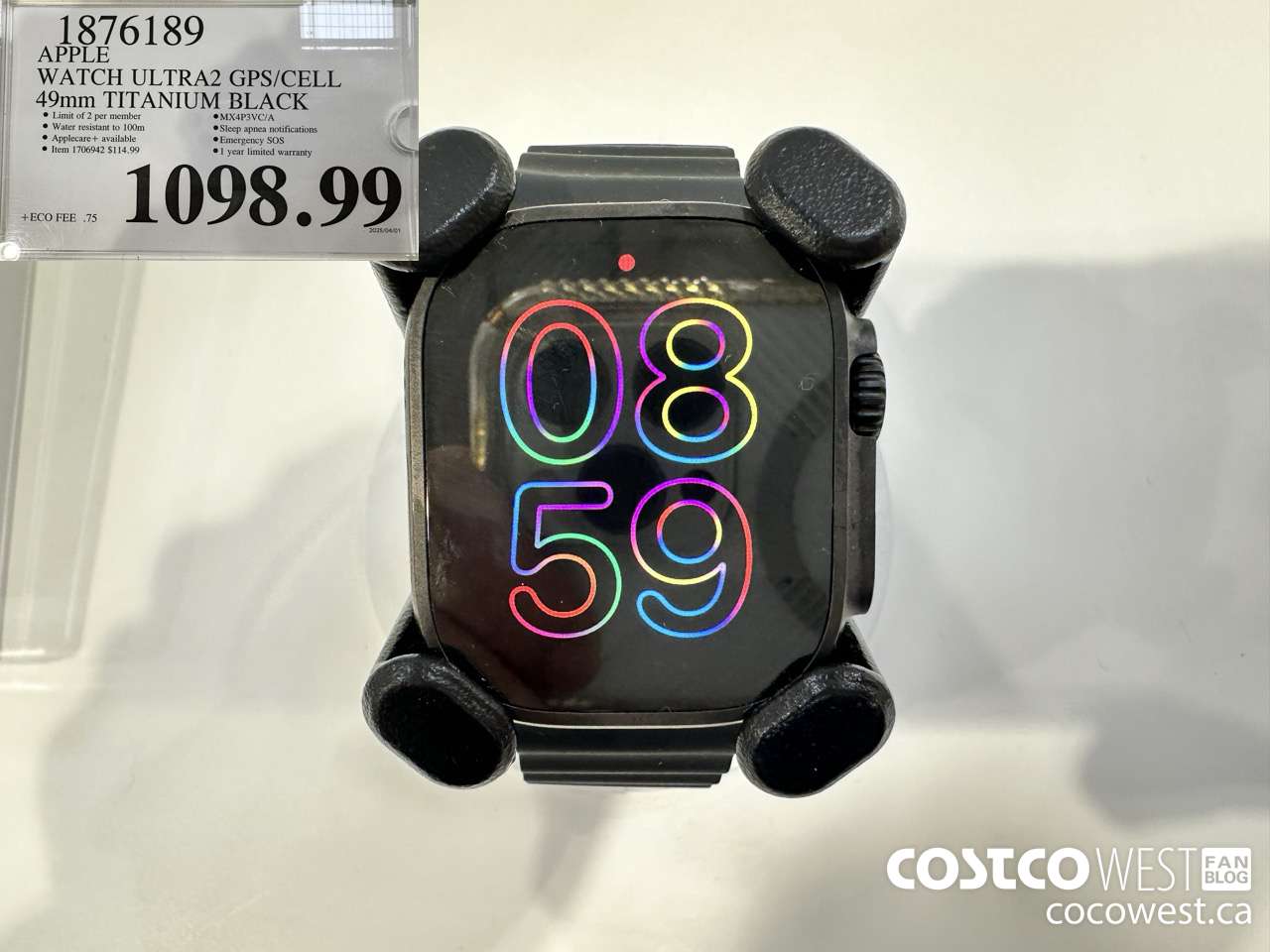 1876189 APPLE WATCH ULTRA2 GPS/CELL 49MM TITANIUM BLACK $1098.99