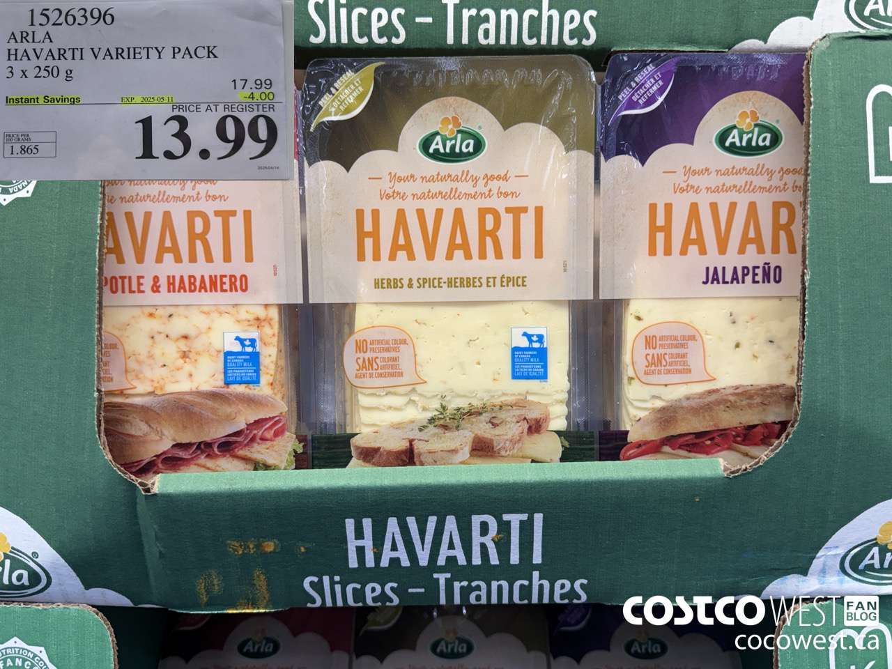 1526396 ARLA HAVARTI VARIETY PACK 3 X 250 G ($4.00 INSTANT SAVINGS EXPIRES ON 2025-05-11) $13.99