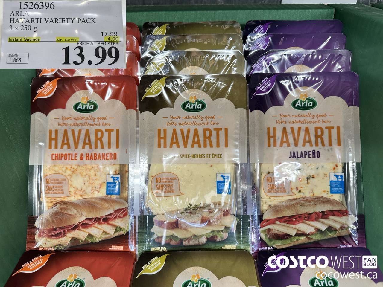 1526396 ARLA HAVARTI VARIETY PACK 3 X 250 G ($4.00 INSTANT SAVINGS EXPIRES ON 2025-05-11) $13.99