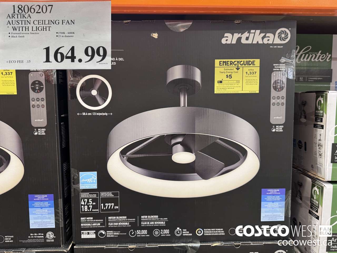 1806207 ARTIKA AUSTIN CEILING FAN WITH LIGHT $164.99