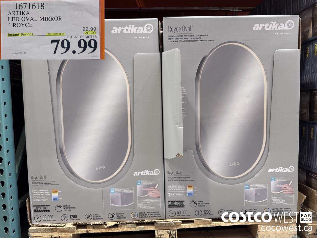 1671618 ARTIKA LED OVAL MIRROR ROYCE ($20.00 INSTANT SAVINGS EXPIRES ON 2025-04-06) $79.99