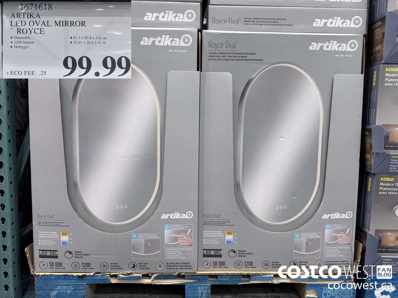 1671618 ARTIKA LED OVAL MIRROR ROYCE $99.99