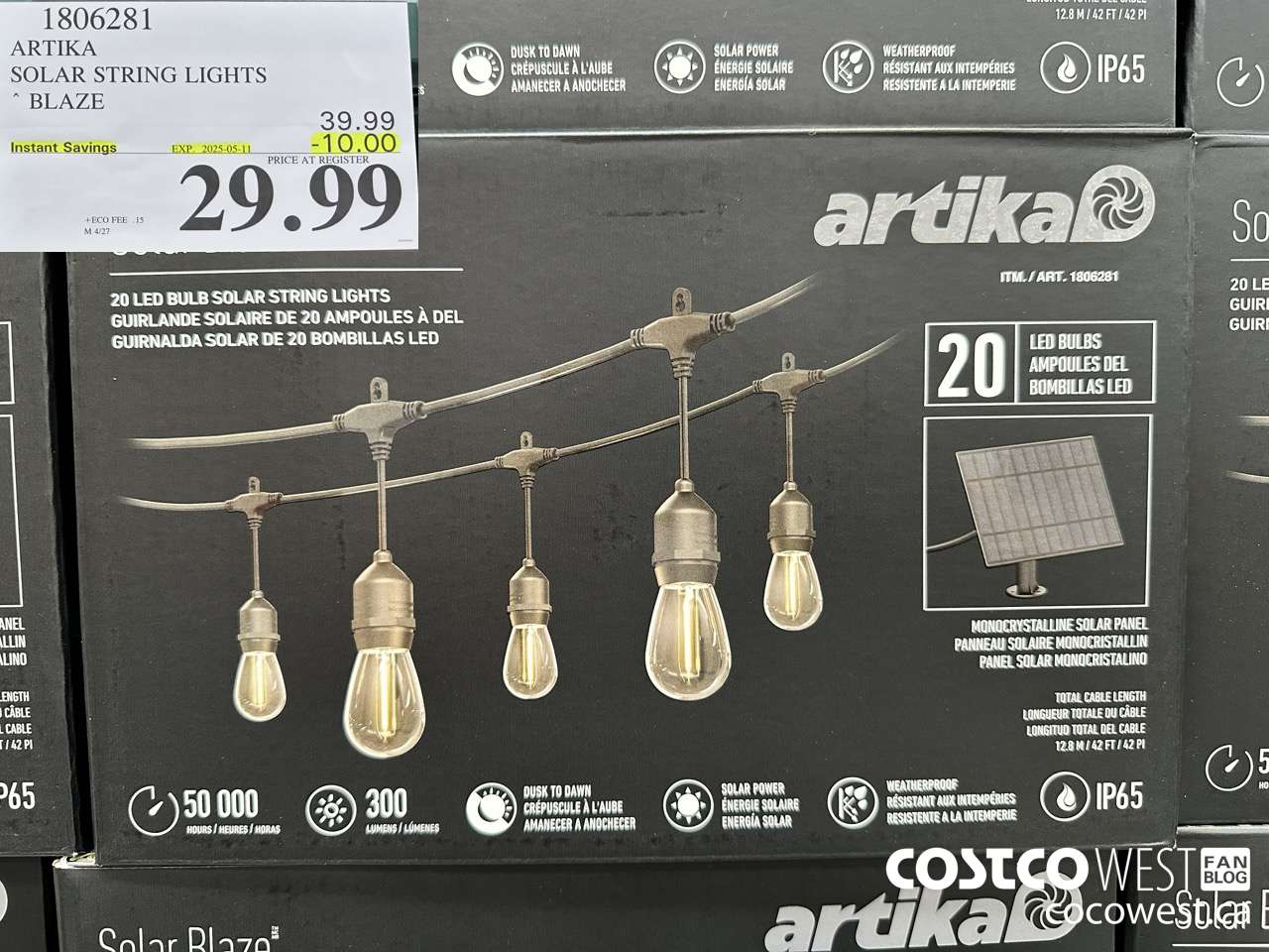 1806281 ARTIKA SOLAR STRING LIGHTS BLAZE ($10.00 INSTANT SAVINGS EXPIRES ON 2025-05-11) $29.99