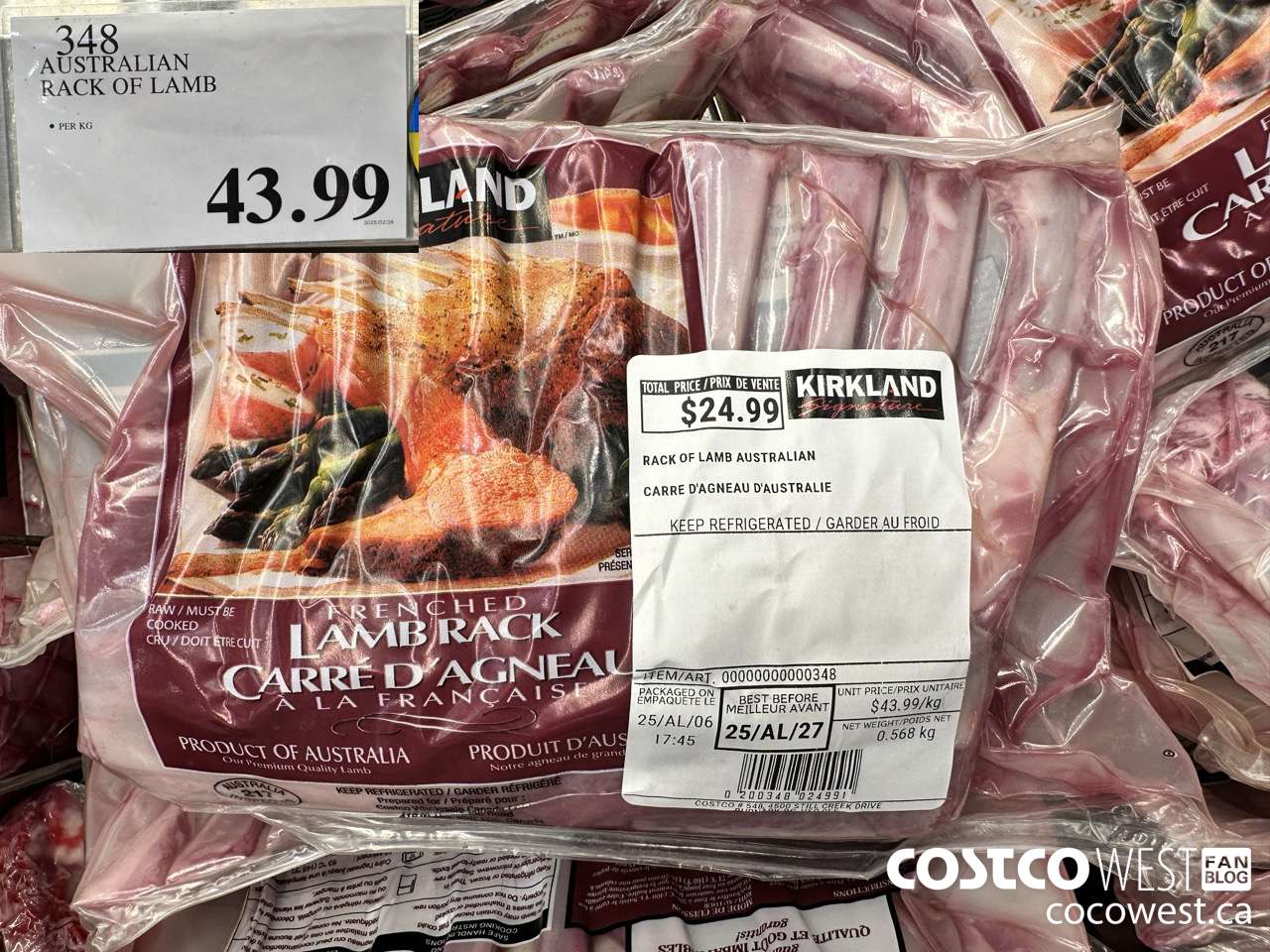 348 AUSTRALIAN RACK OF LAMB $43.99