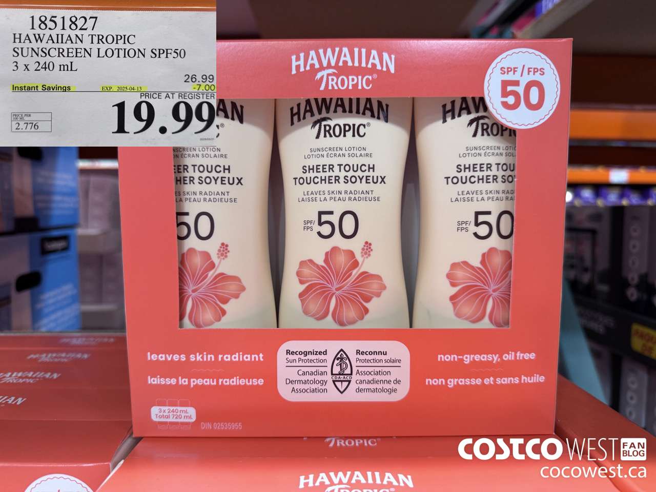 1851827 BANANA BOAT HAWAIIAN TROPIC SPF 50 3 X 240ML ($7.00 INSTANT SAVINGS EXPIRES ON 2025-04-13) $19.99