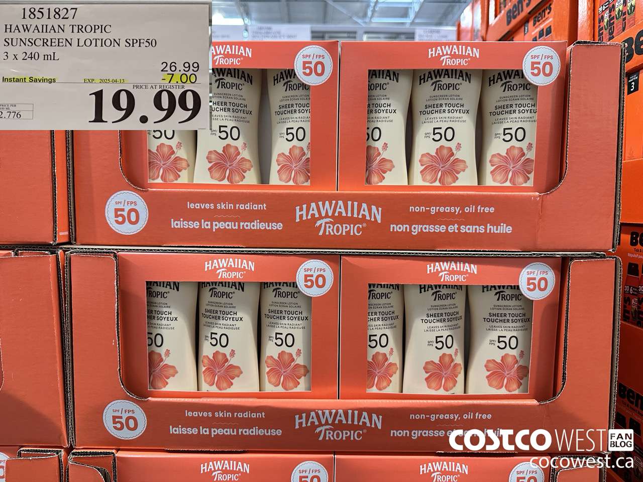 1851827 BANANA BOAT HAWAIIAN TROPIC SPF 50 3 X 240ML ($7.00 INSTANT SAVINGS EXPIRES ON 2025-04-13) $19.99