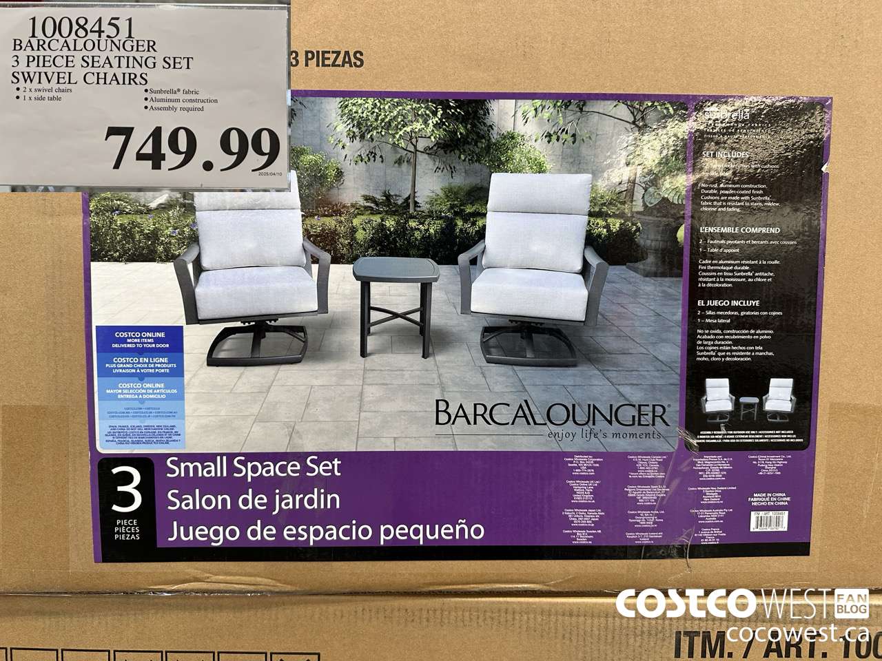 1008451 BARCALOUNGEER 3 PIECE SEATING SET SWIVEL CHAIRS $749.99