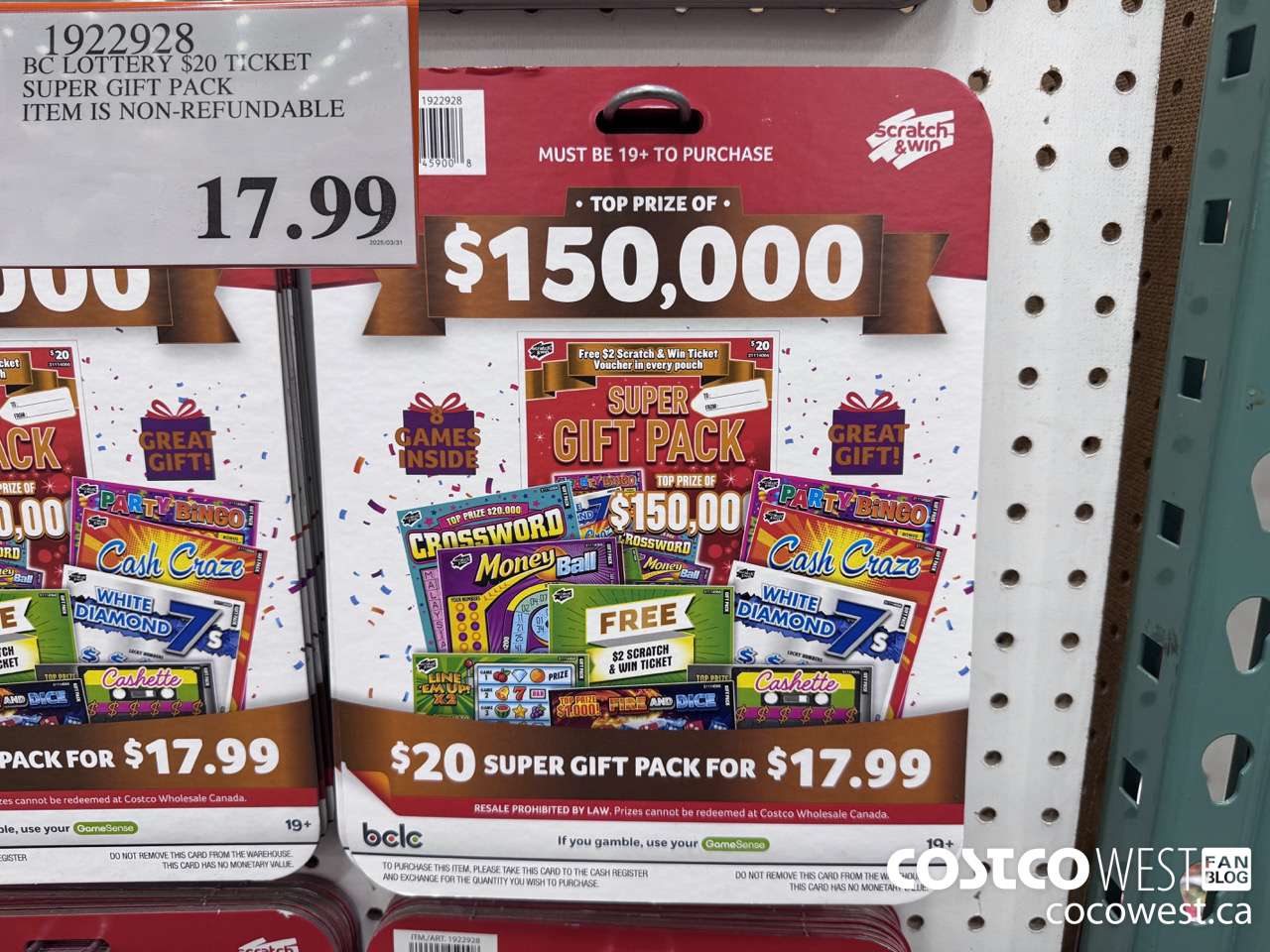1922928 BC LOTTERY $20 TICKET SUPER GIFT PACK ITEM IS NON-REFUNDABLE $17.99
