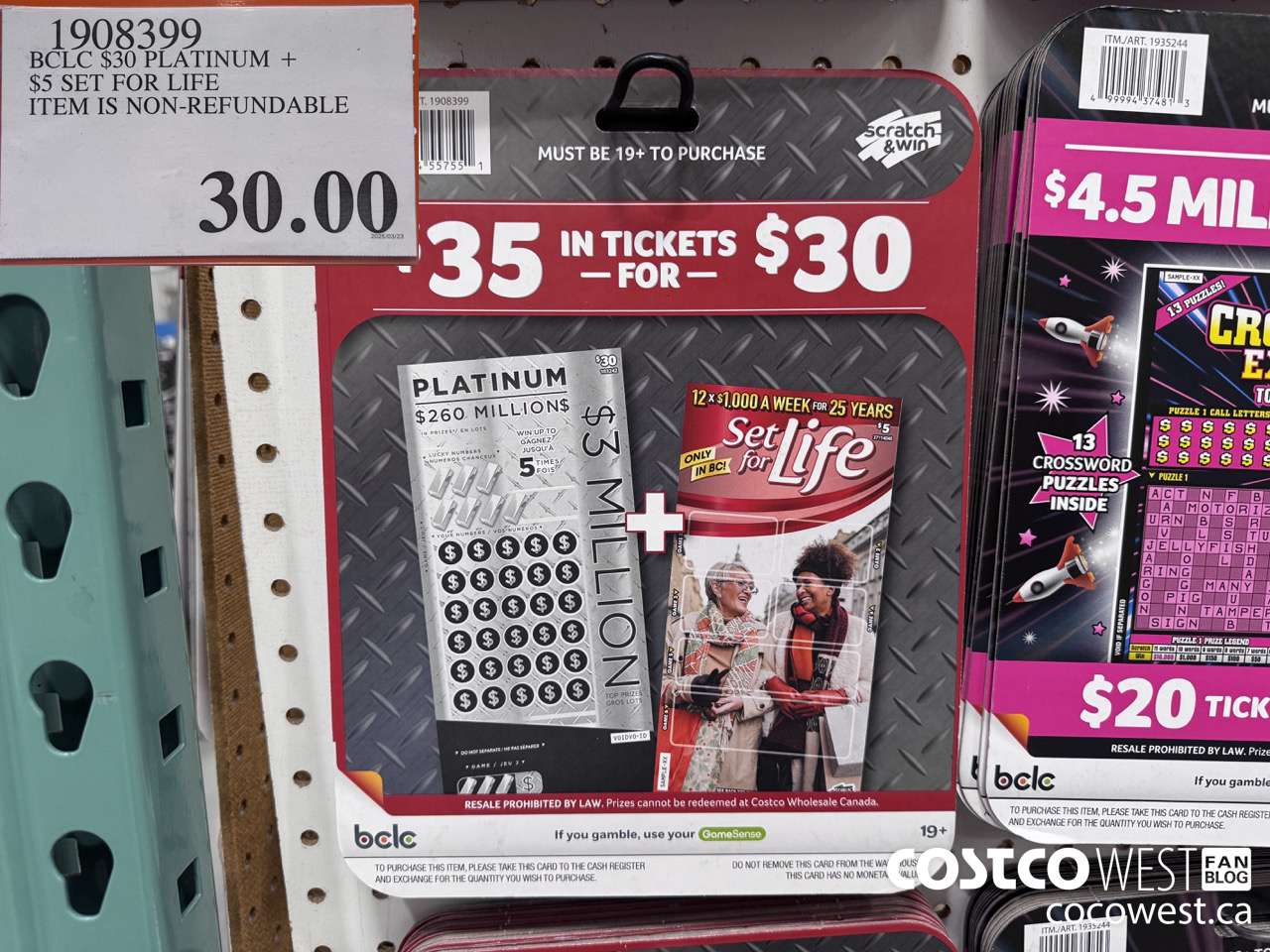 1908399 BC LOTTER $30 PLN+$5 SET FOR LIFE ITEM IS NON-REFUNDABLE $30.00