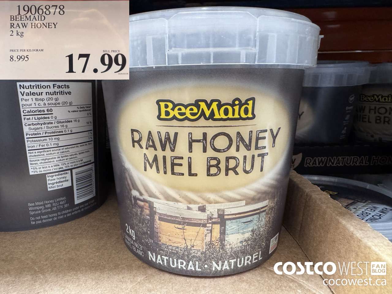 1906878 BEEMAID RAW HONEY 2KG $17.99