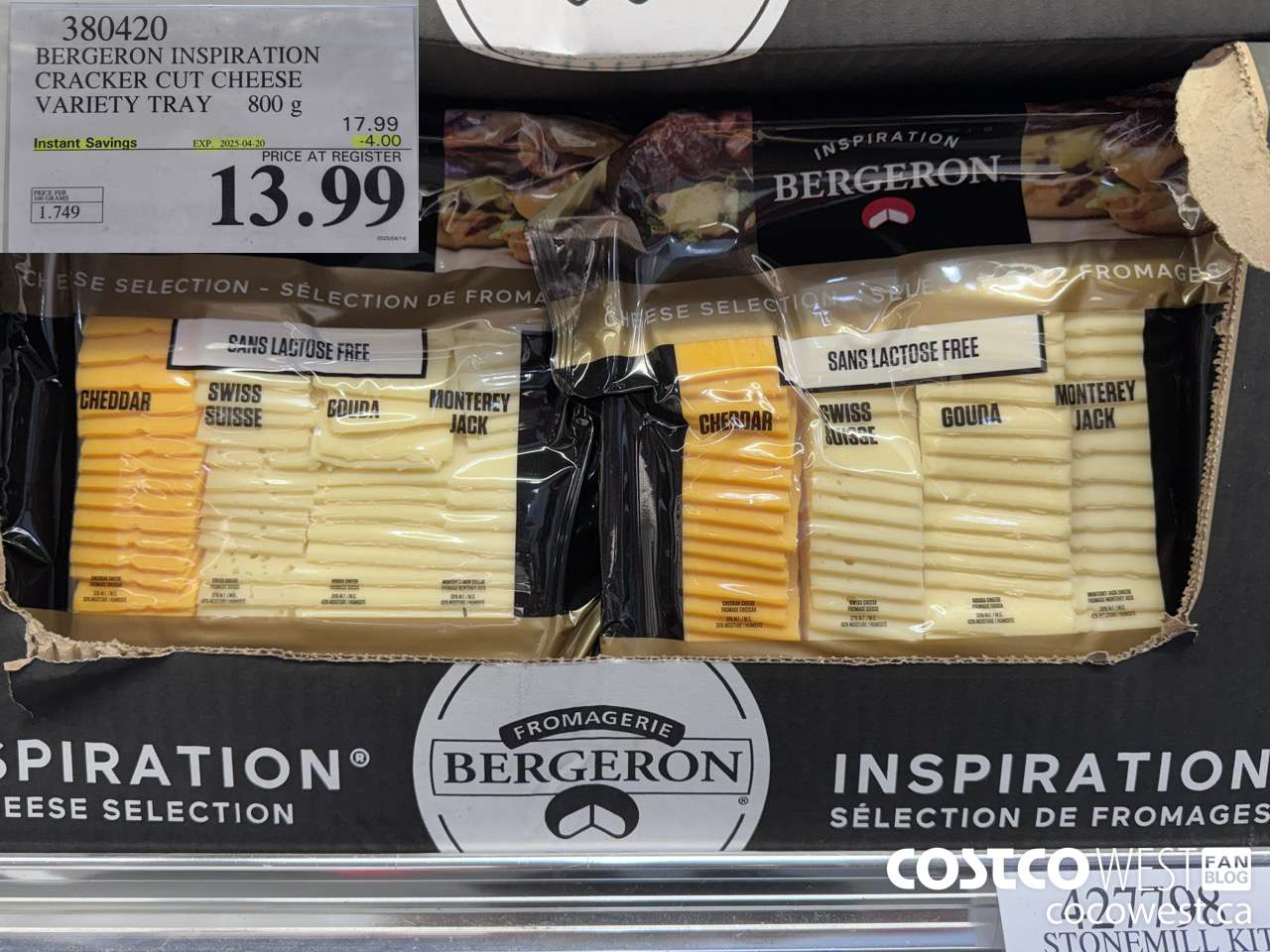 380420 BERGERON INSPIRATION CRACKER CUT CHEESE VARIETY TRAY 800g ($4.00 INSTANT SAVINGS EXPIRES ON 2025-04-20) $13.99