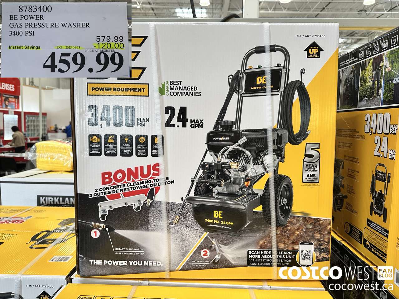 8783400 BE POWER PRESSURE WASHER 3400 PSI ($120.00 INSTANT SAVINGS EXPIRES ON 2025-04-13) $459.99