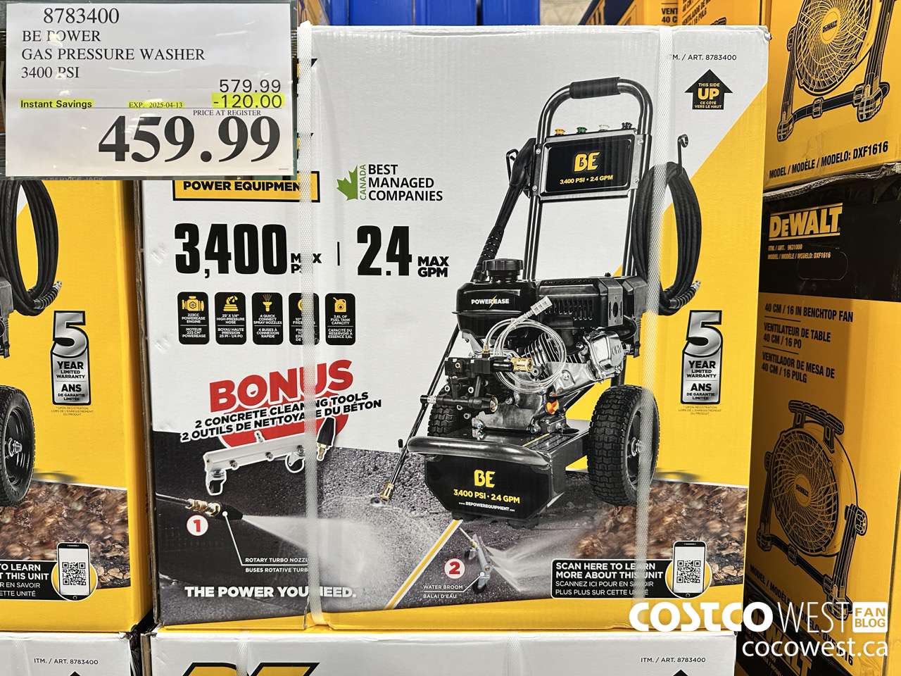 8783400 BE POWER PRESSURE WASHER 3400 PSI ($120.00 INSTANT SAVINGS EXPIRES ON 2025-04-13) $459.99