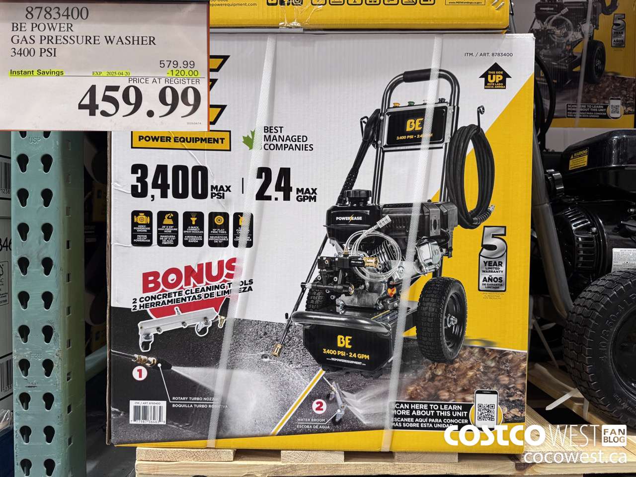 8783400 BE POWER PRESSURE WASHER 3400 PSI ($120.00 INSTANT SAVINGS EXPIRES ON 2025-04-20) $459.99