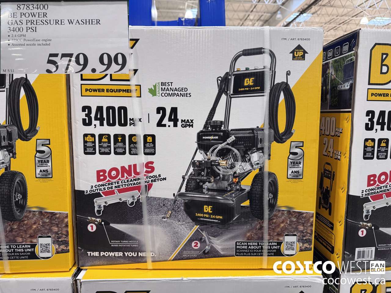 8783400 BE POWER PRESSURE WASHER 3400 PSI $579.99
