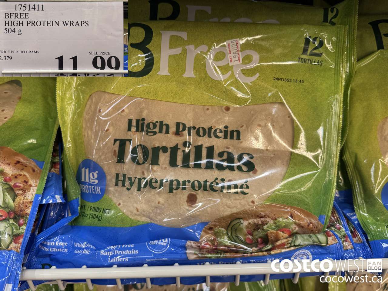 1751411 BFREE HIGH PROTEIN WRAPS 504G $11.99