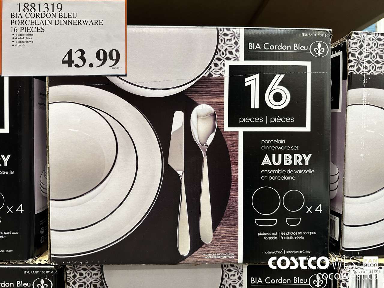 1881319 BIA CORDON BLEU PORCELAIN DINNERWARE 16 PIECES $43.99