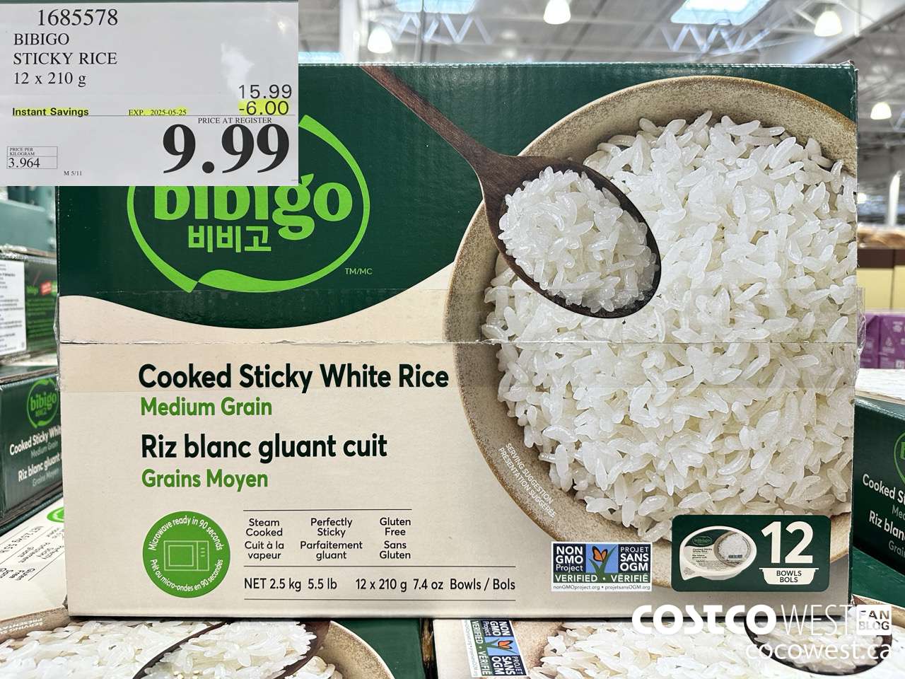 1685578 BIBIGO STICKY WHITE RICE 12/7.4 OZ ($6.00 INSTANT SAVINGS EXPIRES ON 2025-05-25) $9.99