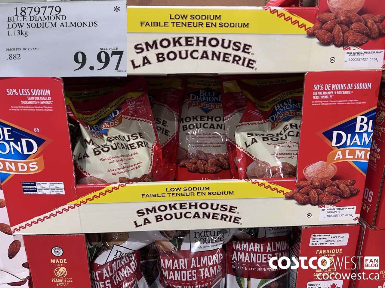 1879779 BLUE DIAMOND LOW SODIUM ALMONDS 1.13KG $9.97