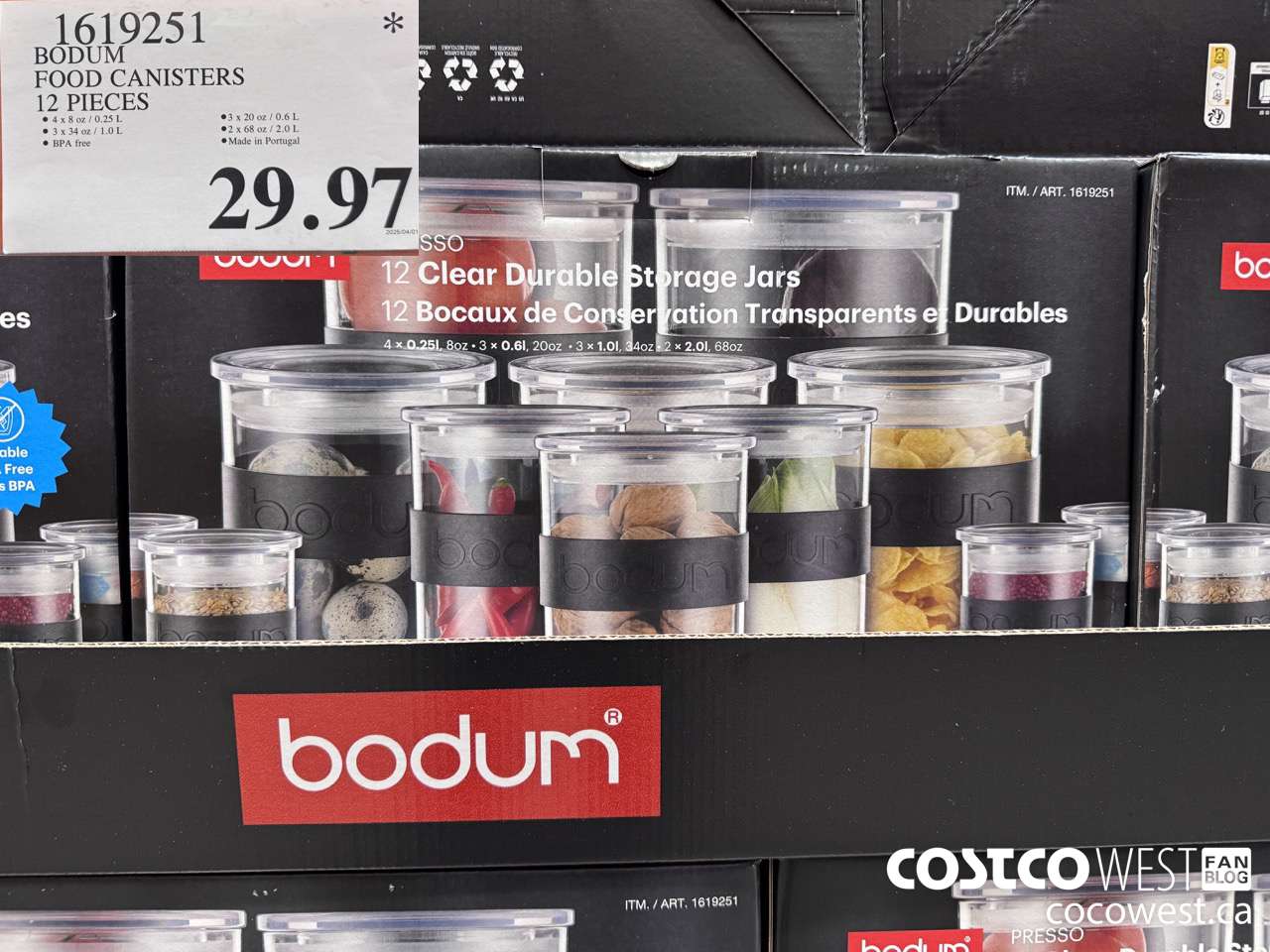 1619251 BODUM FOOD CANISTERS 12 PIECES $29.97