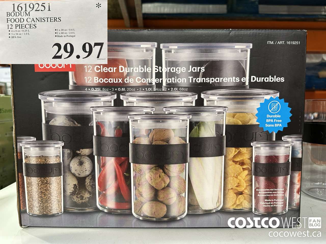 1619251 BODUM FOOD CANISTERS 12 PIECES $29.97