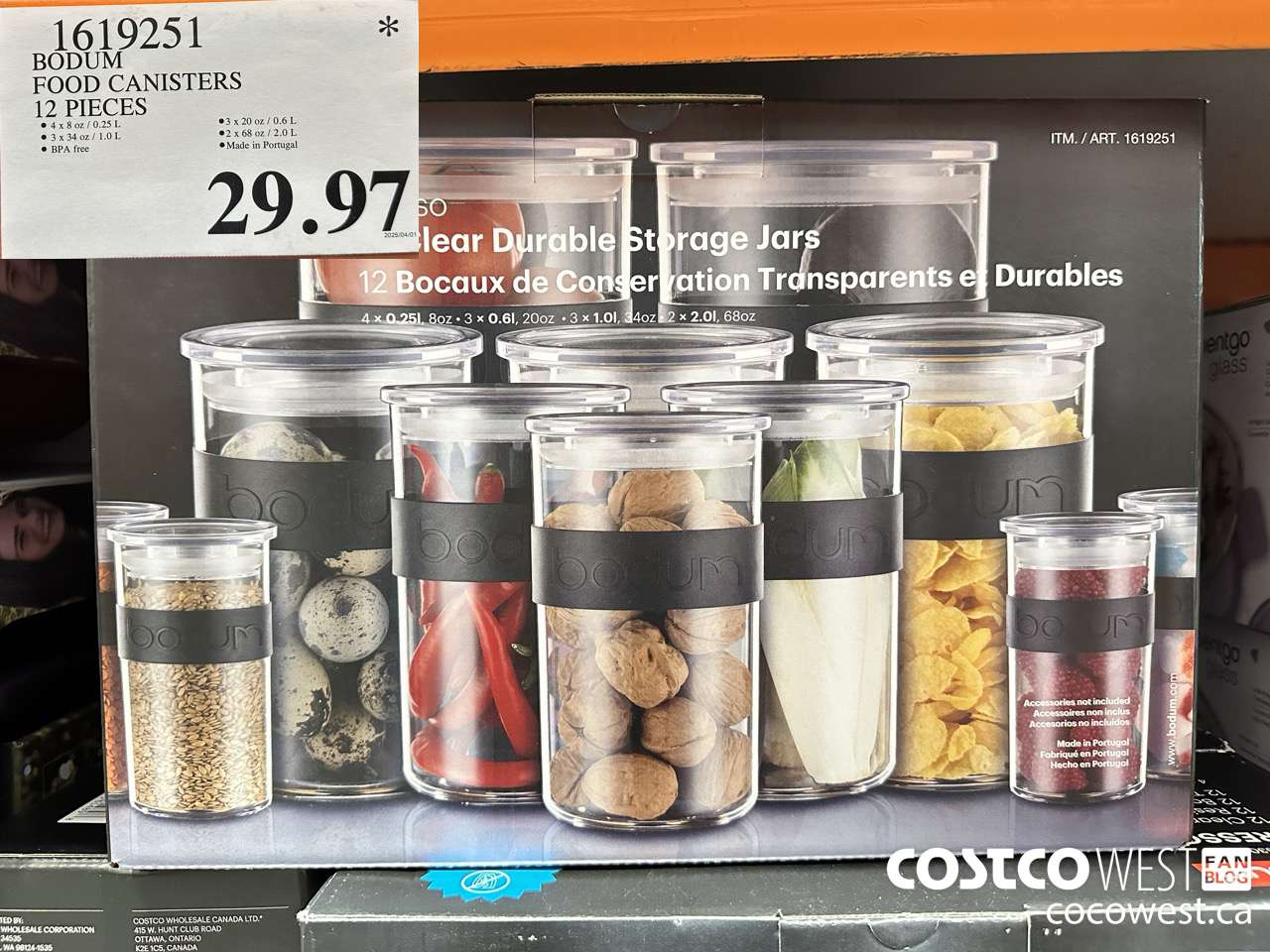 1619251 BODUM FOOD CANISTERS 12 PIECES $29.97