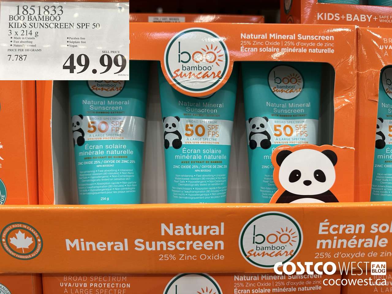 1851833 BOO BAMBOO KIDS SUNSCREEN SPF 50 3 X 214G $49.99
