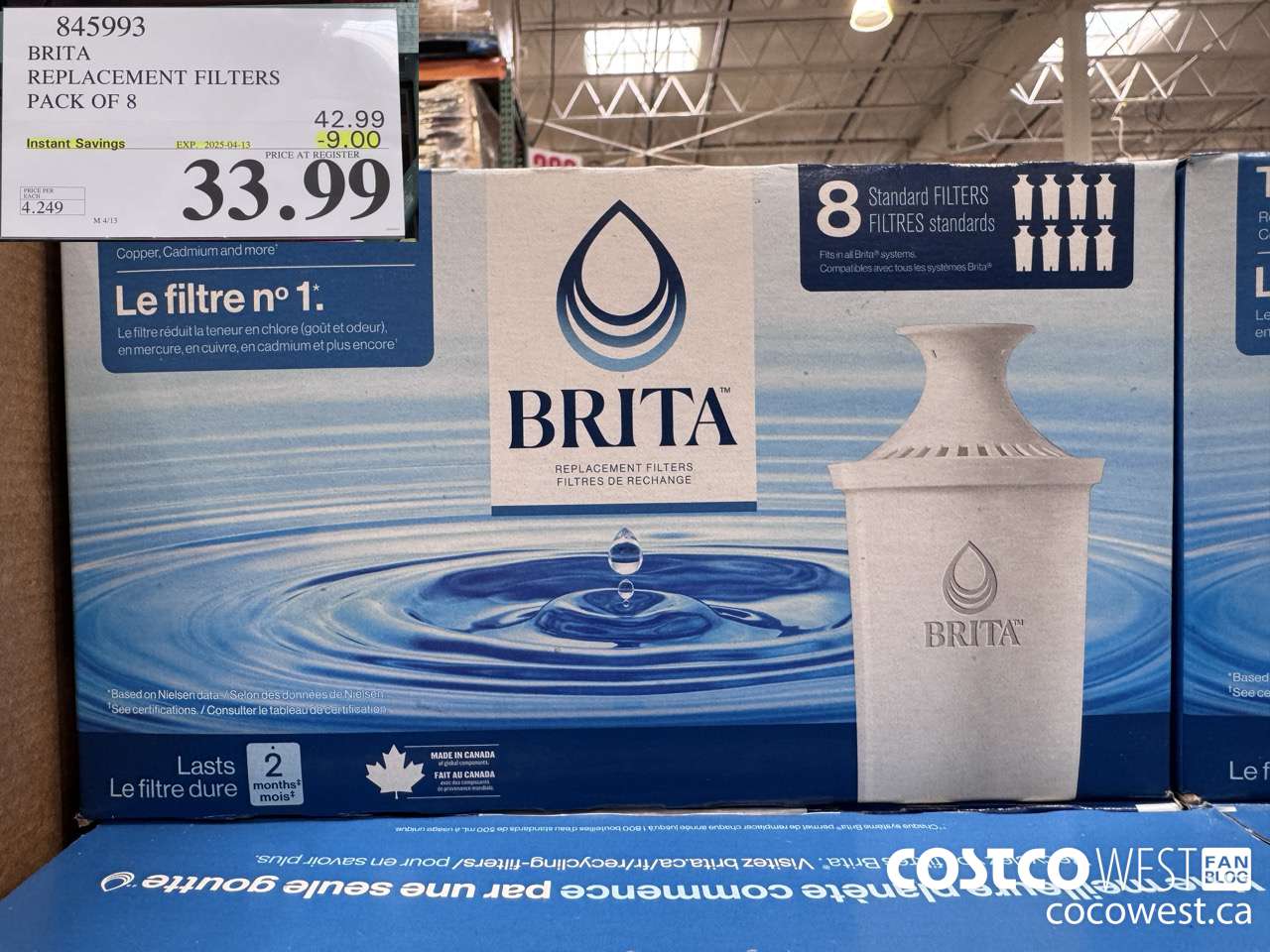 845993 BRITA REPLACEMENT FILTERS PACK OF 8 ($9.00 INSTANT SAVINGS EXPIRES ON 2025-04-13) $33.99