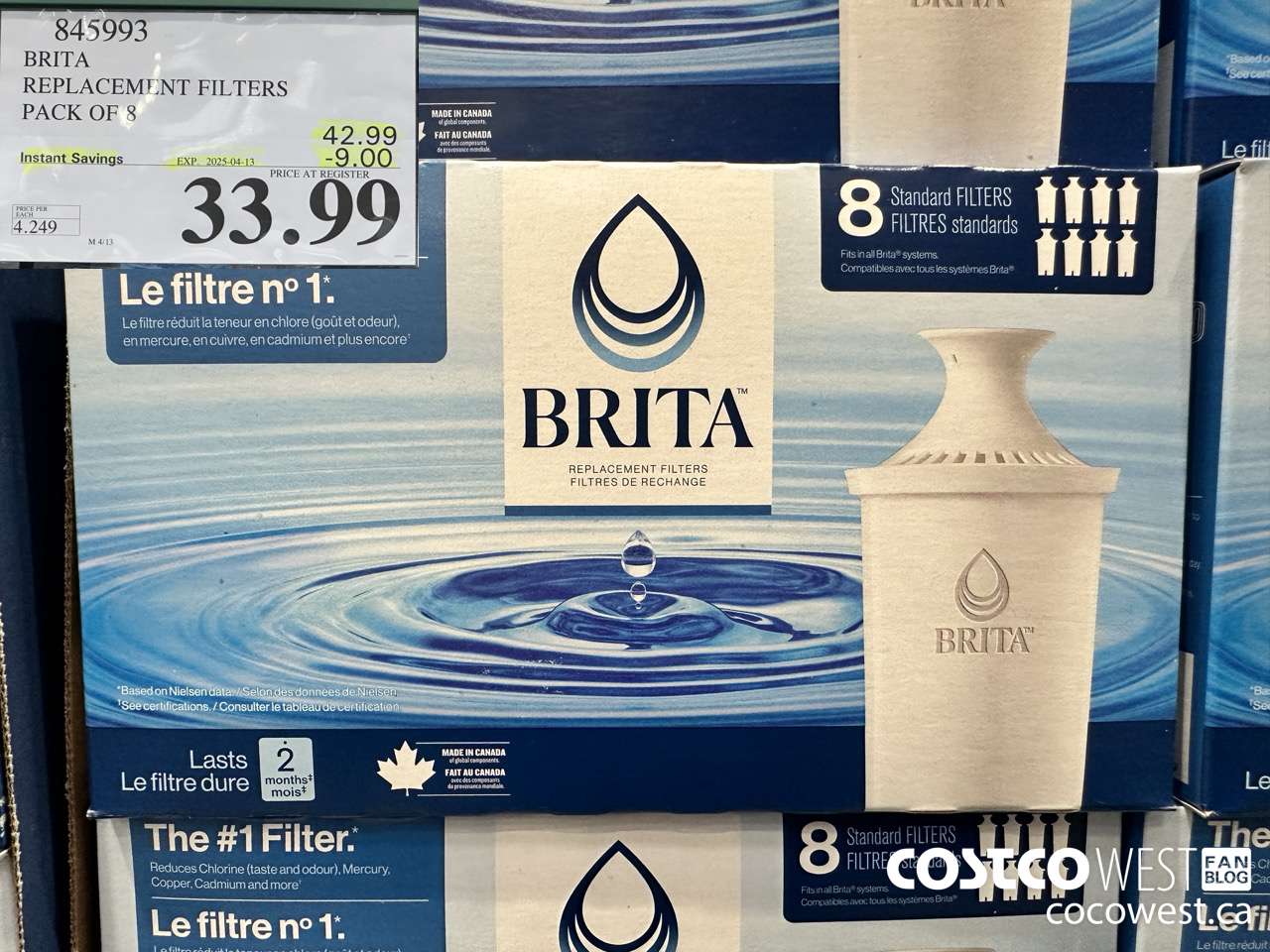 845993 BRITA REPLACEMENT FILTERS PACK OF 8 ($9.00 INSTANT SAVINGS EXPIRES ON 2025-04-13) $33.99