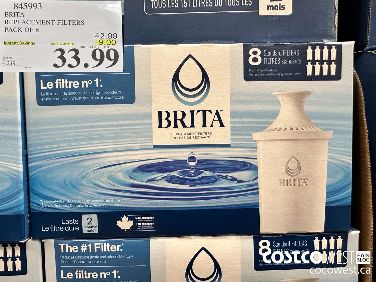 845993 BRITA REPLACEMENT FILTERS PACK OF 8 ($9.00 INSTANT SAVINGS EXPIRES ON 2025-04-13) $33.99
