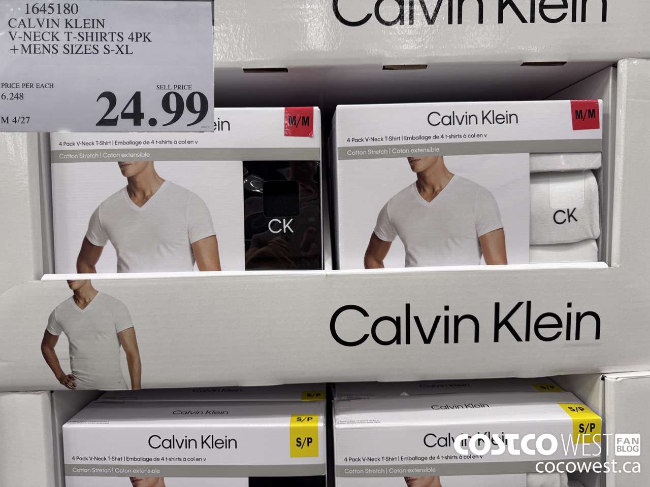 1645180 CALVIN KLEIN V-NECK T-SHIRTS 4PK MENS SIZES S-XL $24.99