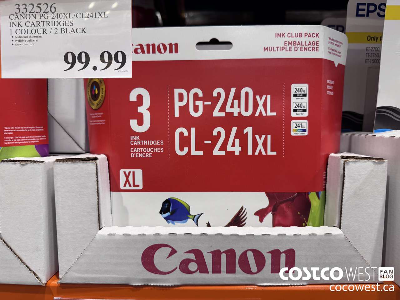 332526 CANON PG-240XL/CL241XL INK CARTRIDGES 1 COLOUR 2 BLACK $99.99