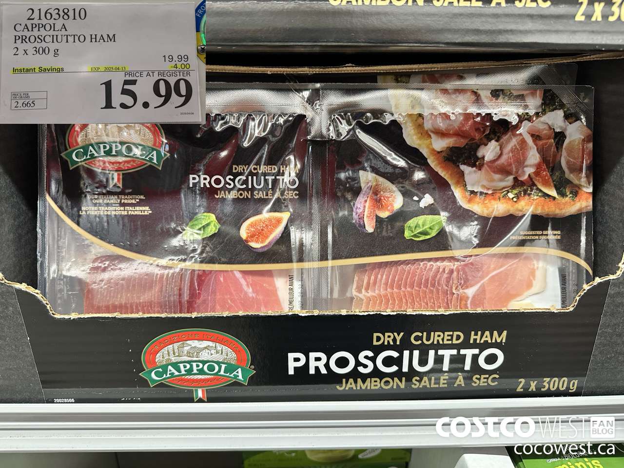 2163810 CAPPOLA PROSCIUTTO HAM 2 X 300 G ($4.00 INSTANT SAVINGS EXPIRES ON 2025-04-13) $15.99