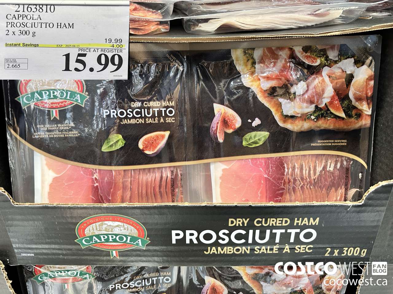 2163810 CAPPOLA PROSCIUTTO HAM 2 X 300 G ($4.00 INSTANT SAVINGS EXPIRES ON 2025-04-13) $15.99