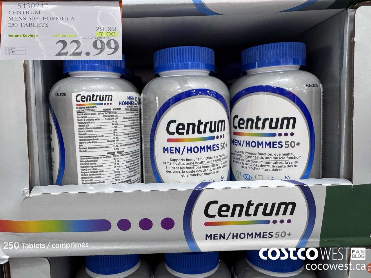 5430749 CENTRUM MENS 50+ FORMULA 250 TABLETS ($7.00 INSTANT SAVINGS EXPIRES ON 2025-05-11) $22.99