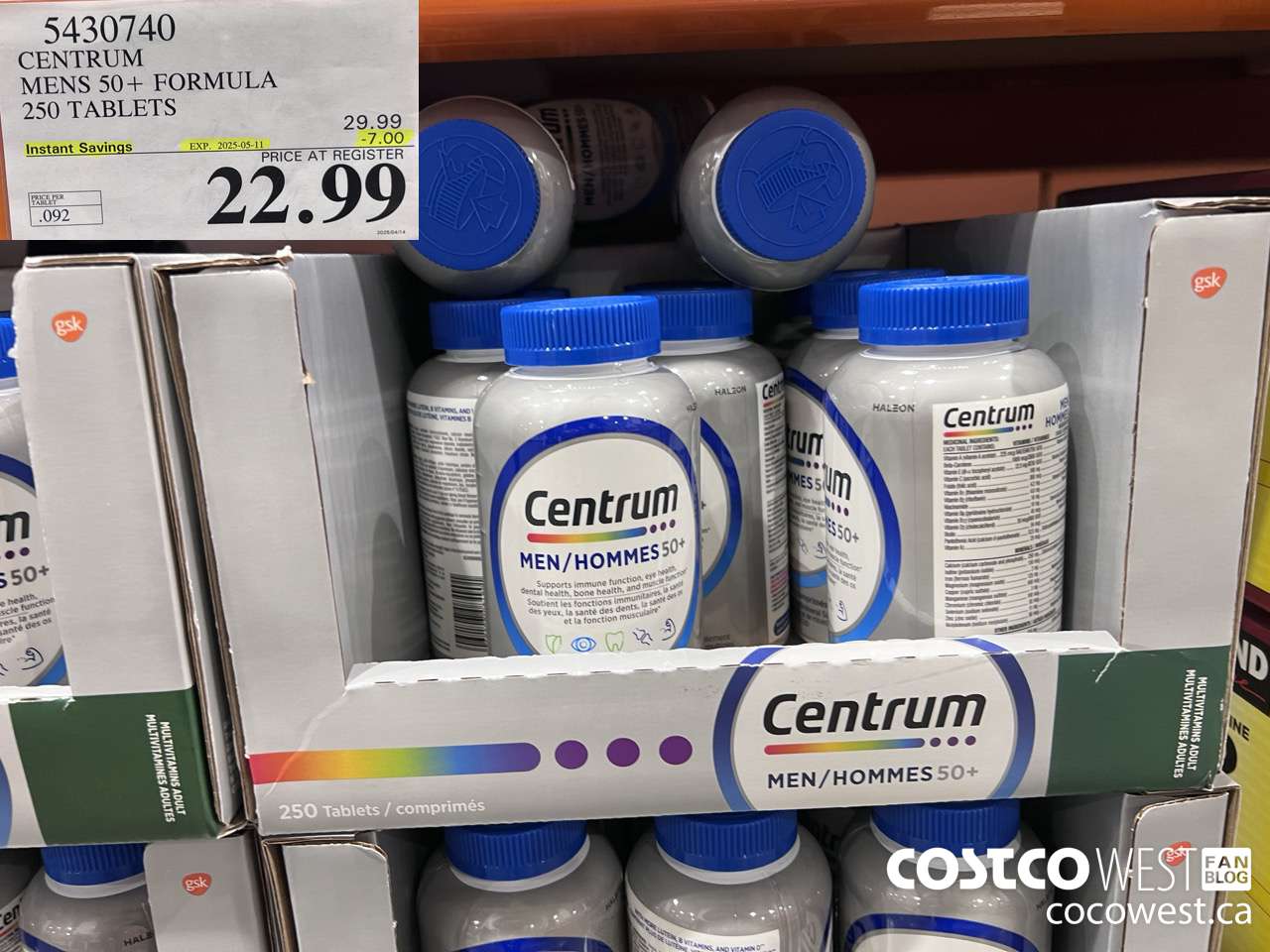 5430740 CENTRUM MENS 50+ 250 TABLETS ($7.00 INSTANT SAVINGS EXPIRES ON 2025-05-11) $22.99