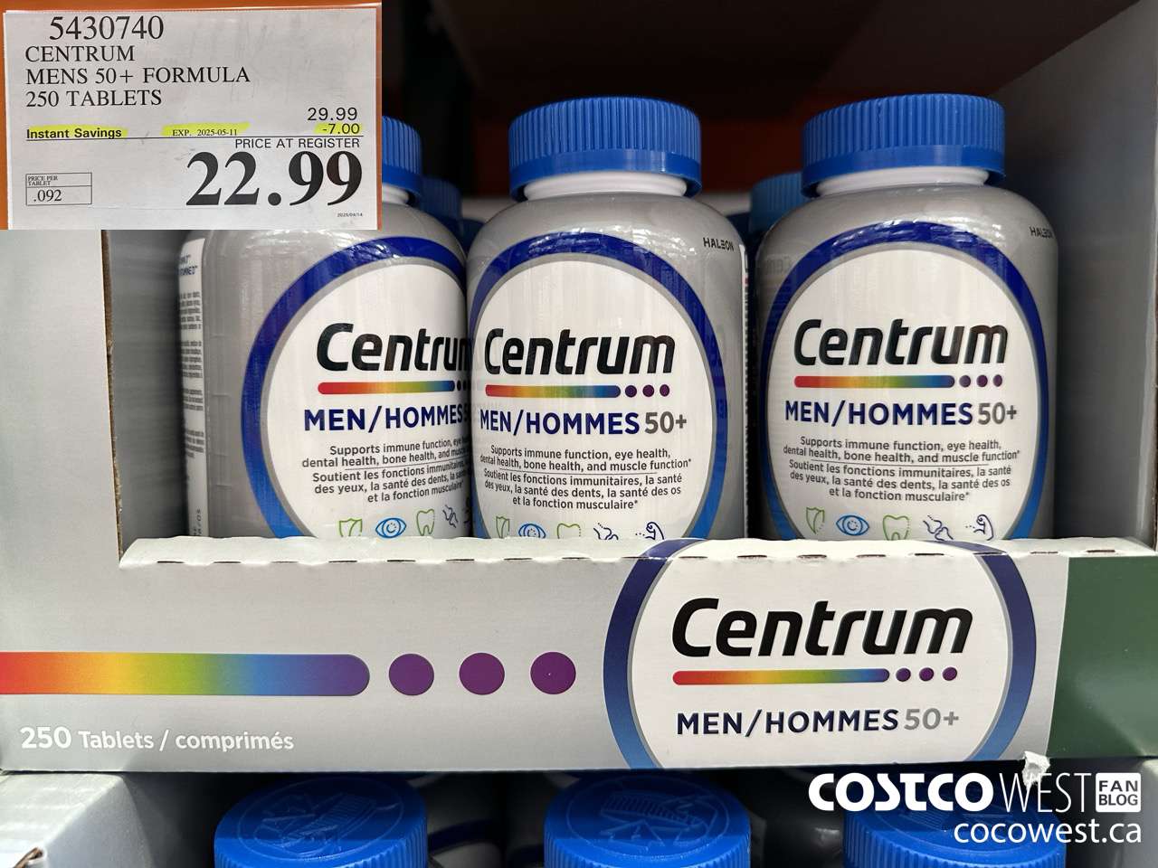 5430740 CENTRUM MENS 50+ 250 TABLETS ($7.00 INSTANT SAVINGS EXPIRES ON 2025-05-11) $22.99