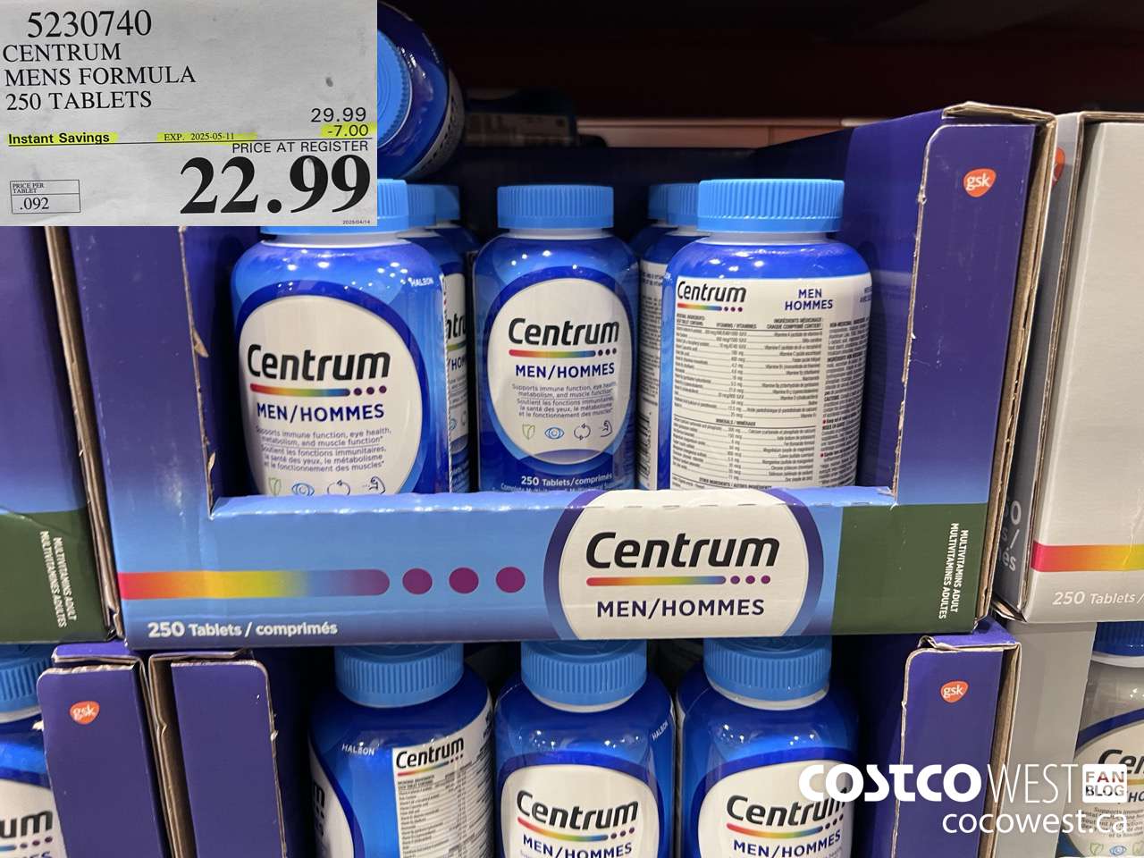 5230740 CENTRUM MEN 250 TABLETS ($7.00 INSTANT SAVINGS EXPIRES ON 2025-05-11) $22.99