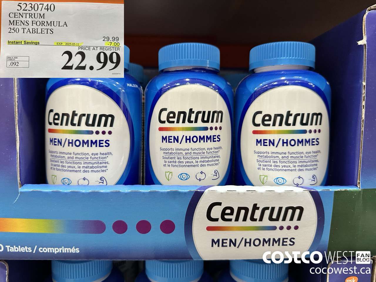 5230740 CENTRUM MEN 250 TABLETS ($7.00 INSTANT SAVINGS EXPIRES ON 2025-05-11) $22.99