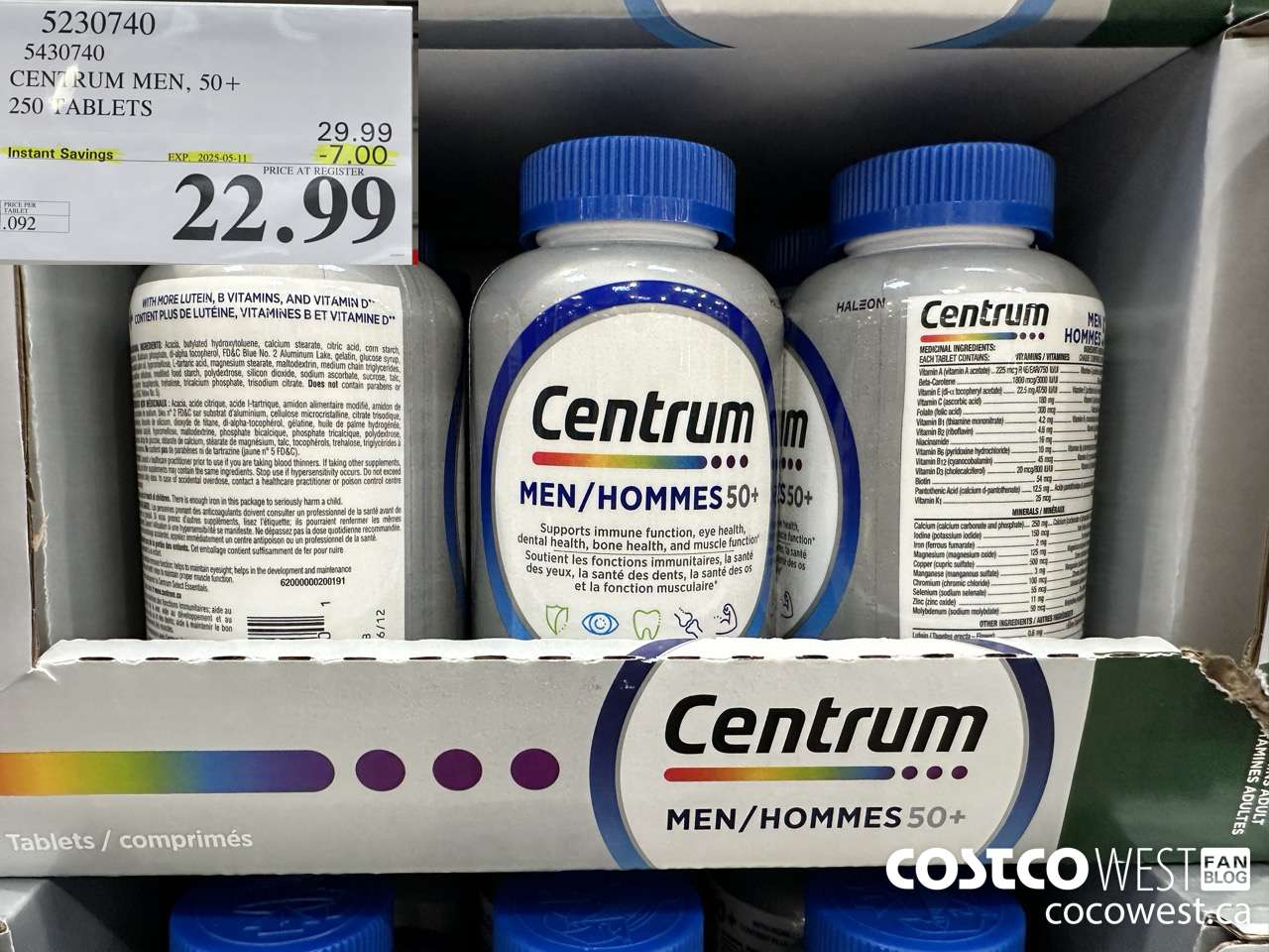 5230740 CENTRUM MEN 250 TABLETS ($7.00 INSTANT SAVINGS EXPIRES ON 2025-05-11) $22.99