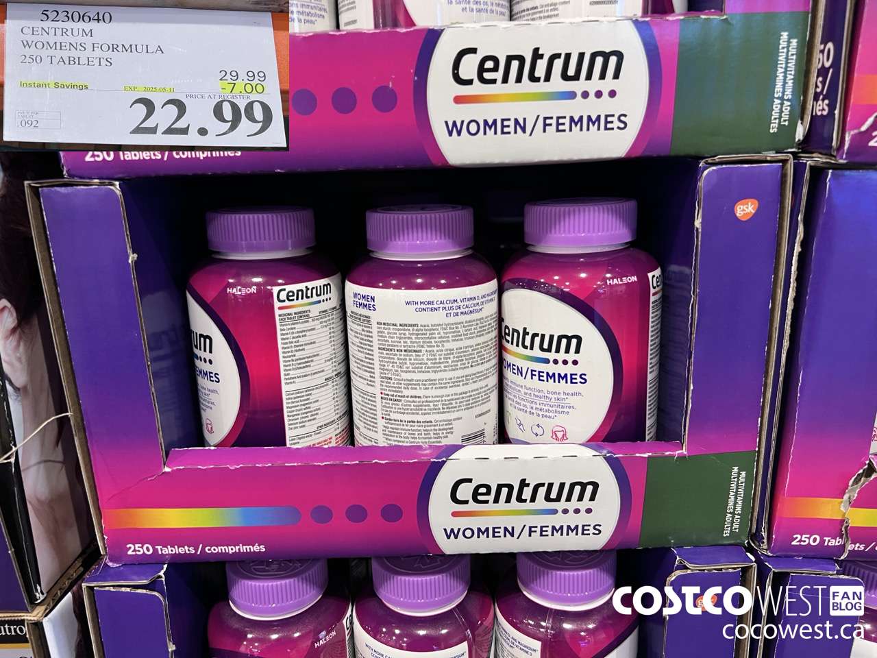 5230640 CENTRUM WOMEN 250 TABLETS ($7.00 INSTANT SAVINGS EXPIRES ON 2025-05-11) $22.99